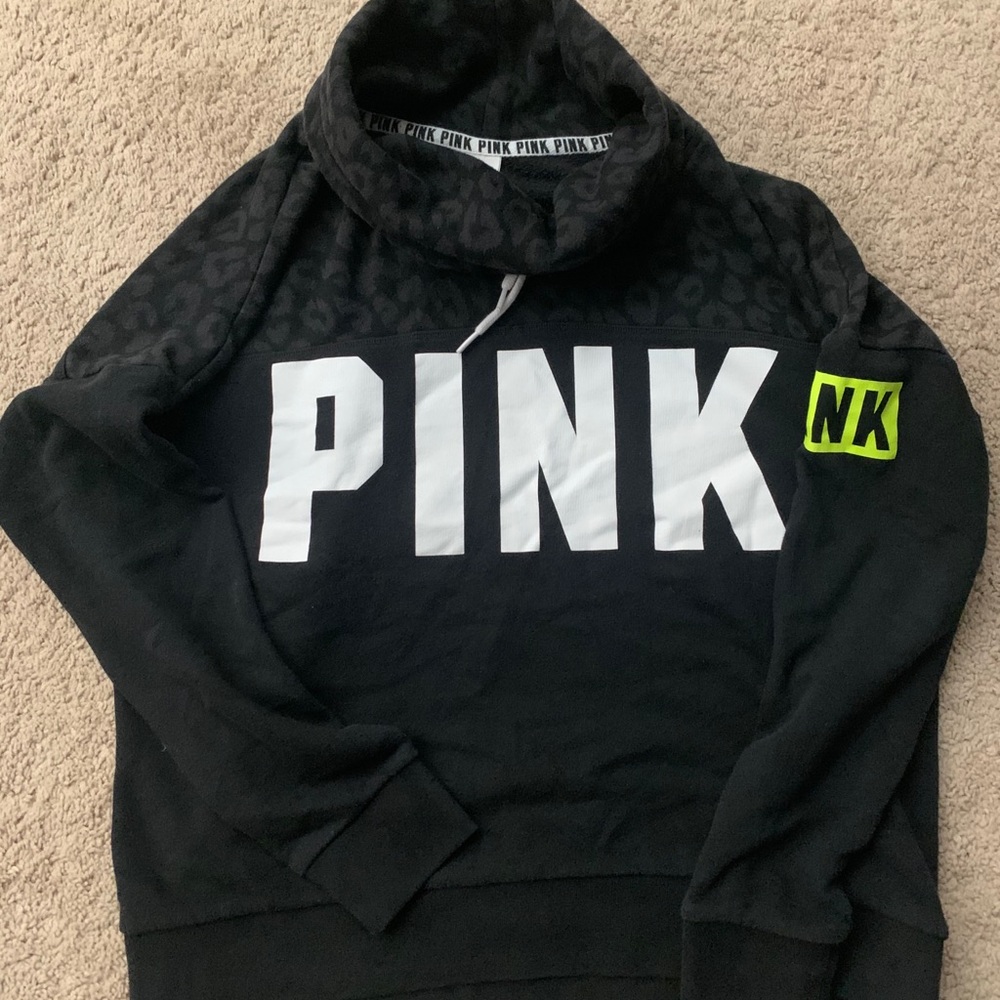 Victoria Pink leopard cowl neck sweatshirt